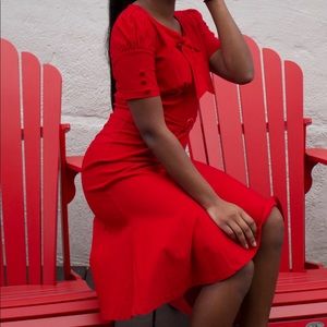 Red 40s Inspired Statement Dress
